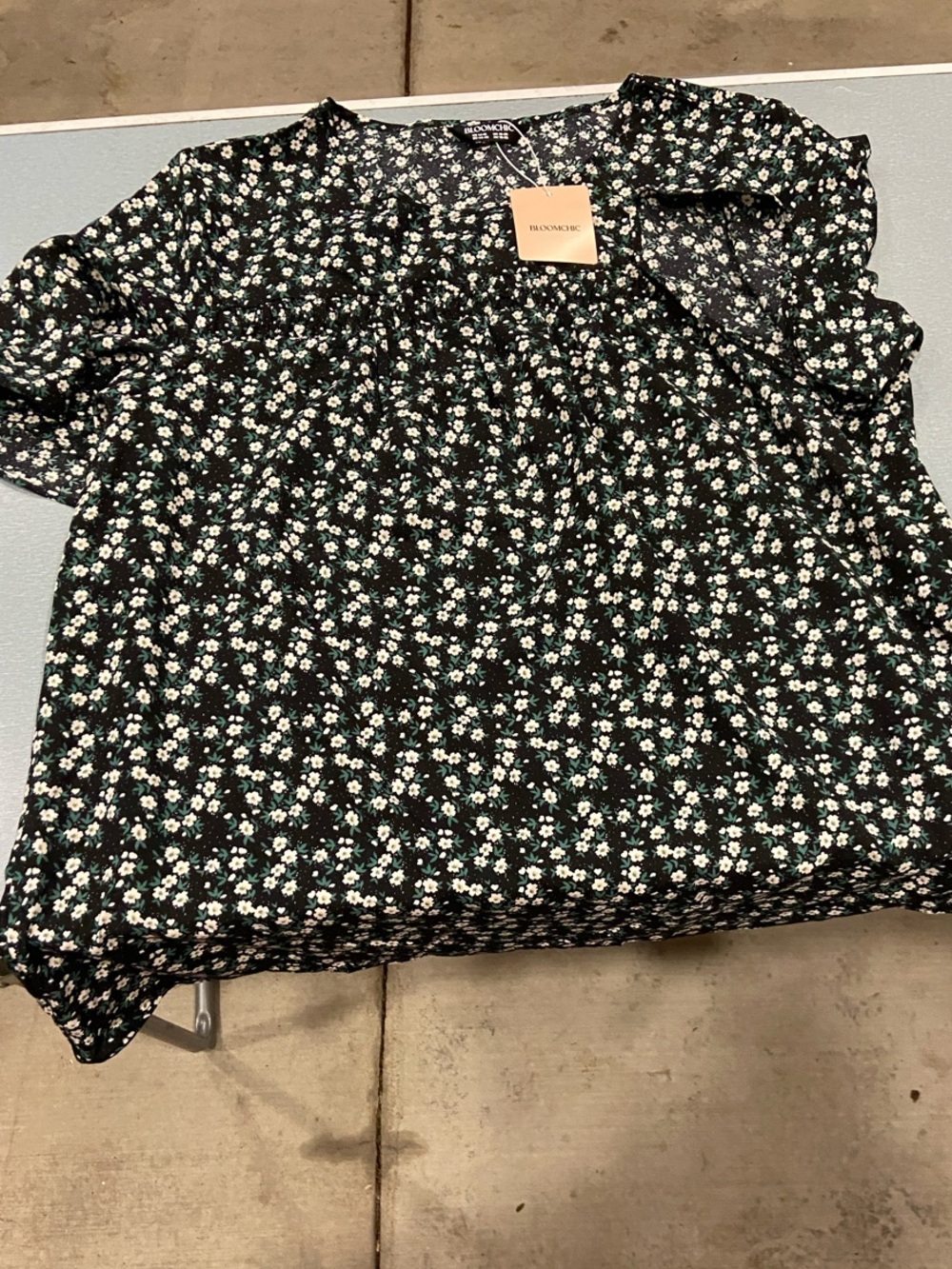 BloomChic Black Floral Short-Sleeve Blouse